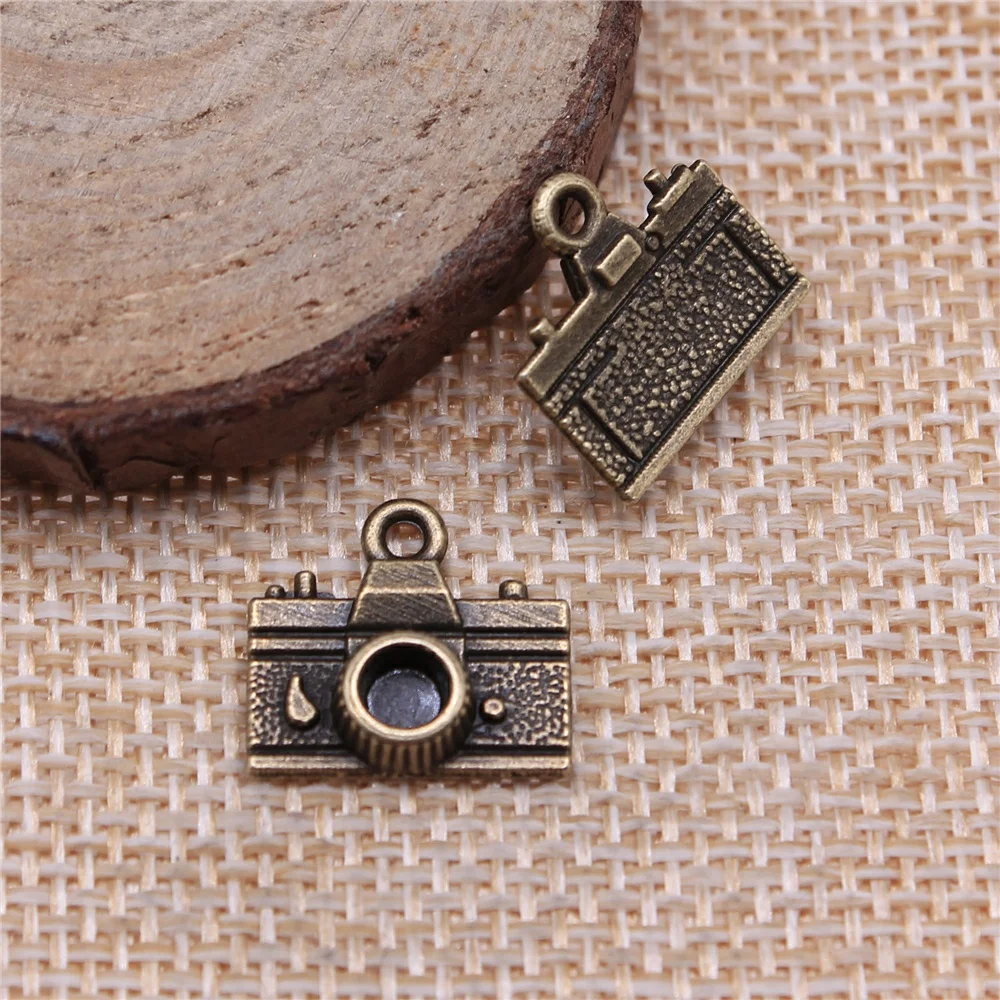 WYSIWYG 10pcs 15x14mm Antique Silver Color Antique Bronze Camera Pendant Camera Charm Pendant Camera Pendants Charm