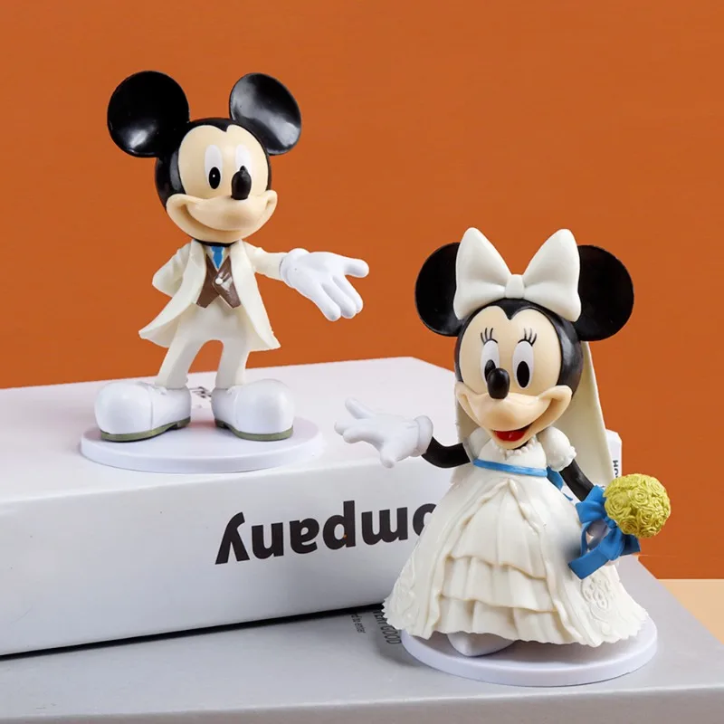 

Disney Wedding ceremonial Dress Mickey Minnie Mouse Doll desktop Decoration Pendant Valentine's Day Proposal gift Handmade model