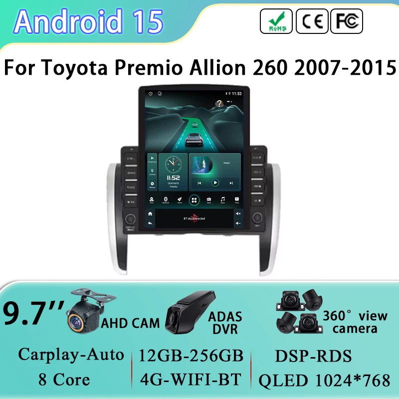 

Android Auto Carplay For Toyota Premio Allion 260 2007-2015 Multimedia Video Player GPS Navigation Car Radio 5G WIFI No 2din dvd