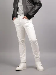 Spring and Autumn/Winter Youth Flocking Elastic Slim Fit and Hip Lifting Fashion Dance Performance Bar White Leather Pants