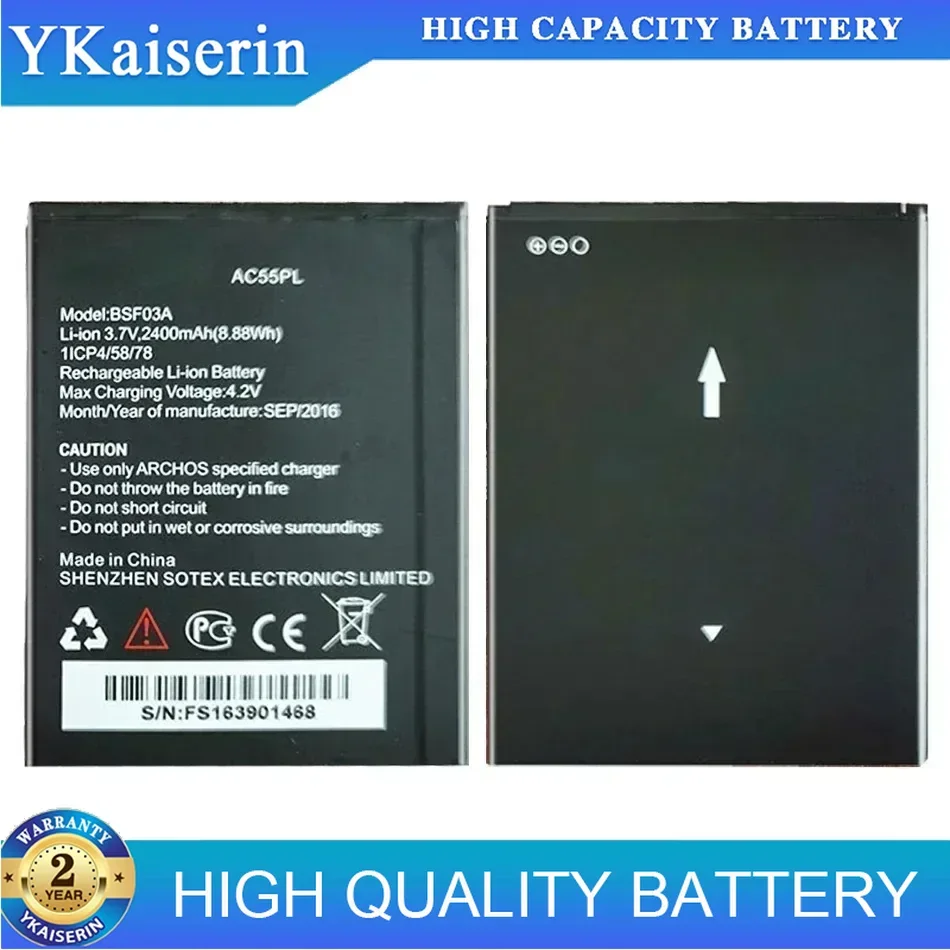 Replacement High Quality Mobile Phone Battery AC55PL For Archos 55 Platinum BSF03A 2400mAh Smartphon Batteries