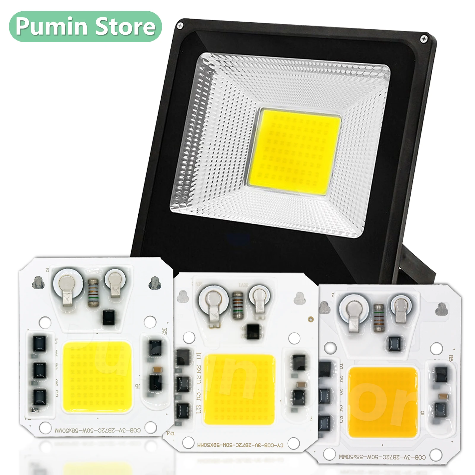 

led chip 220v 50W COB high pressure led Lamp No Need Driver Warm light White Flood Light Spotlight Lampada DIY Lighting 5pcs