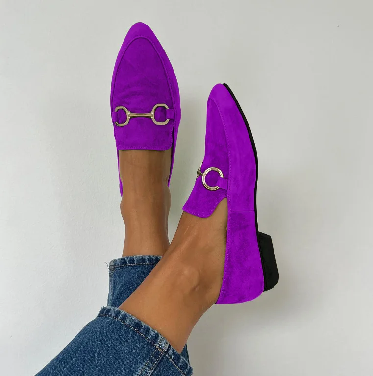 Purple Flat Loafer Shoes For Women 2024 Flats Ladies Outwear Shoes Low Heels Moccasin Casual Chaussure Femme