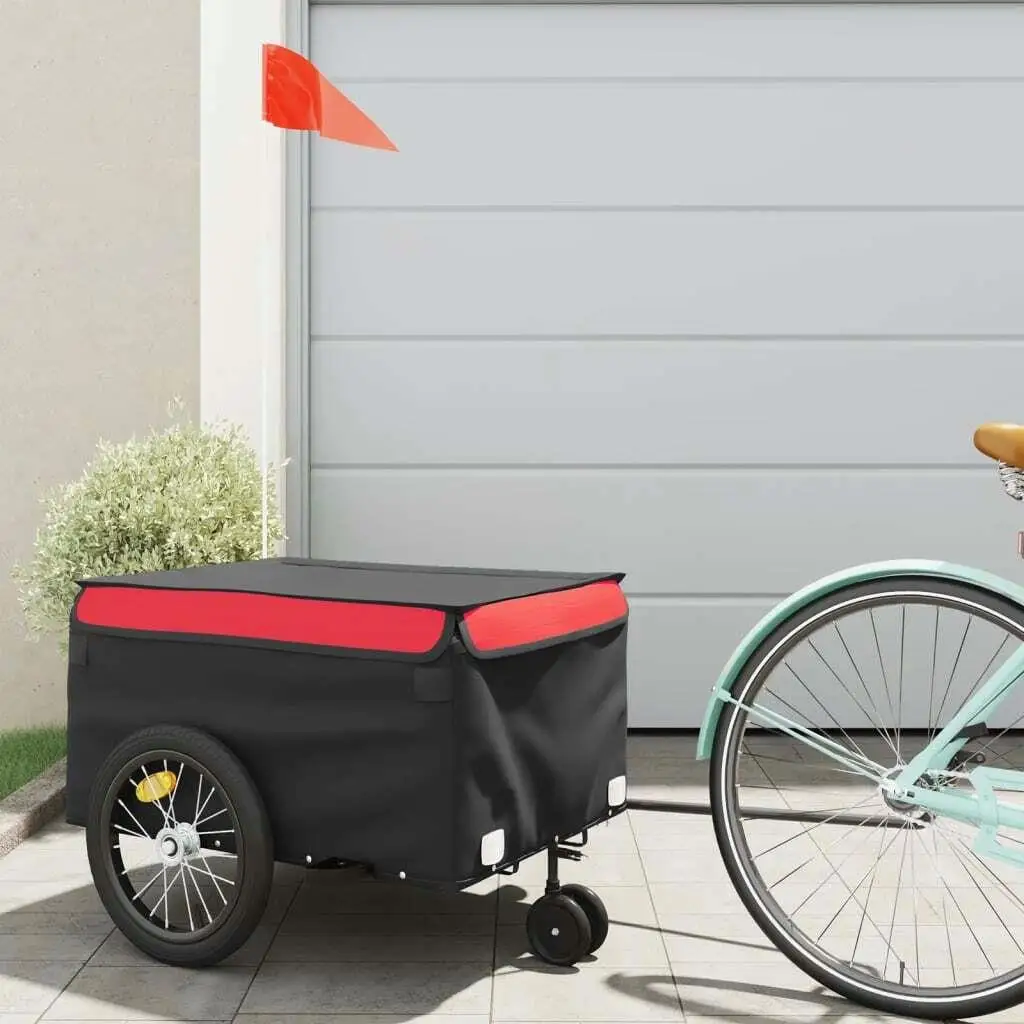 

Heavy-Duty Black & Red Bike Trailer - 99.2 lb Iron, Durable and Reliable for Outdoor Adventures