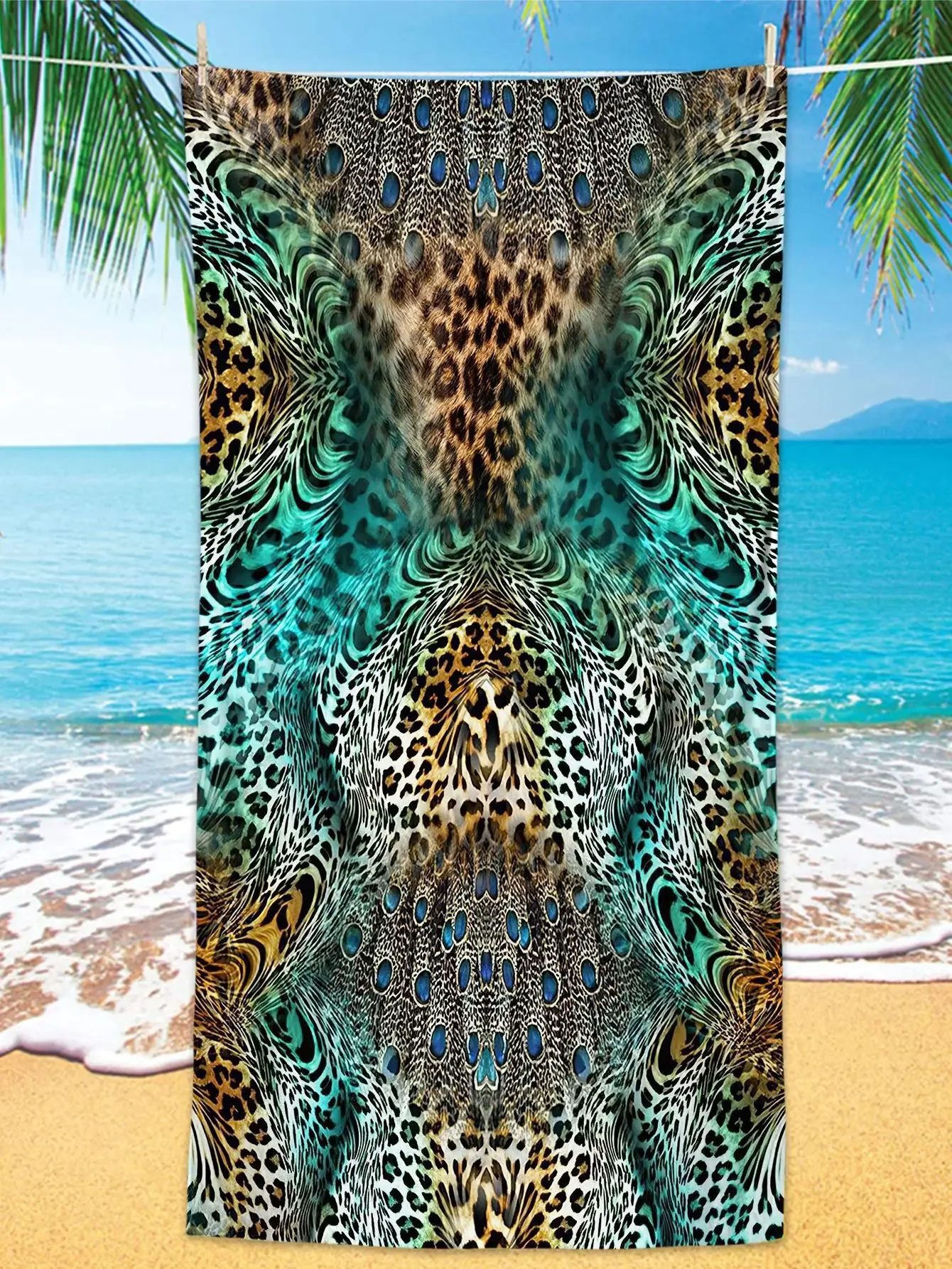 Toalla de playa gigante 2D con diseño de animales marinos, toalla absorbente con diseño de animales marinos, para verano, playa y natación