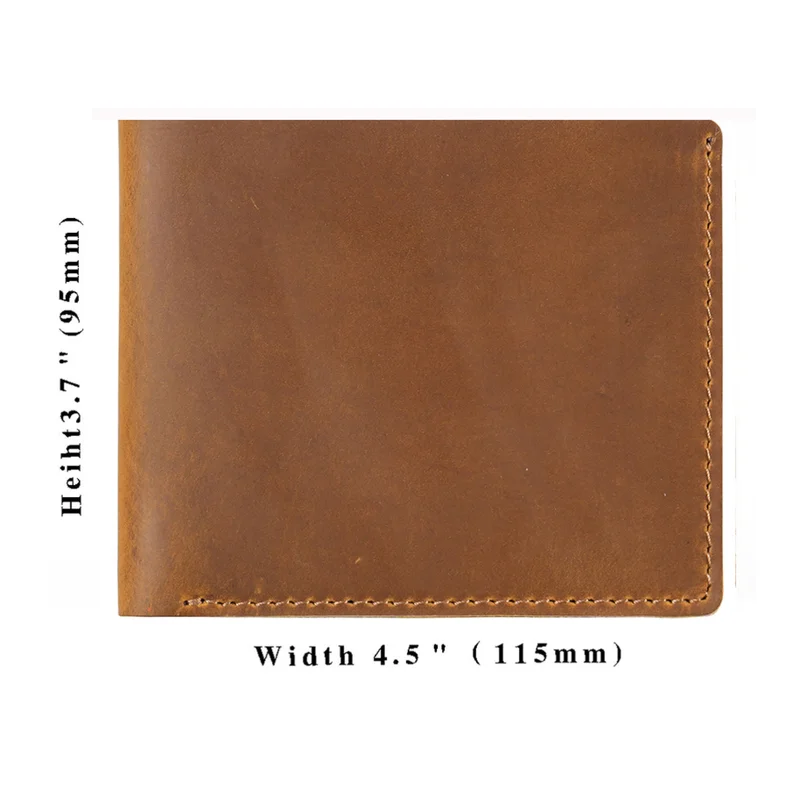 Genuine Leather Mens Multi-card Slot Wallet Fashion Folding Large-capacity Short Purse Crazy Horse Leather Coin Wallets