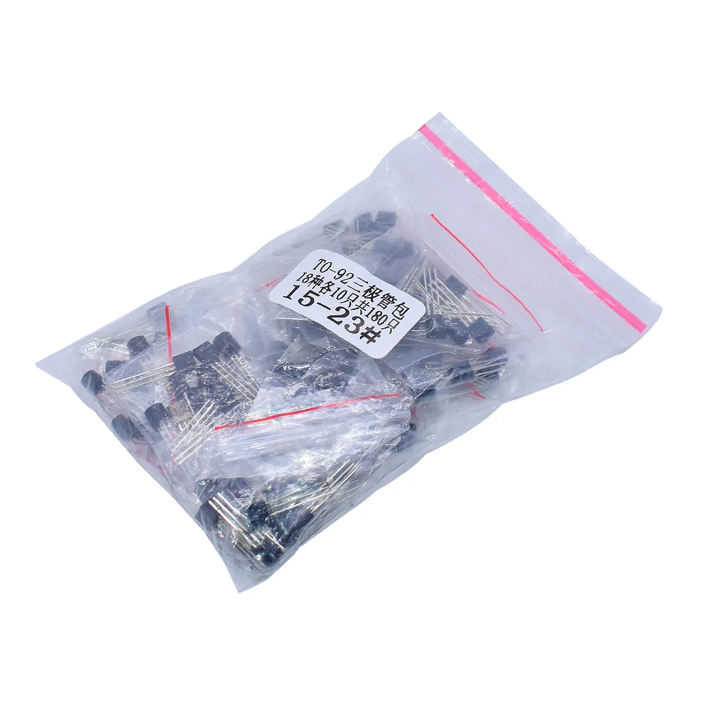 Transistor Assorted Kit (TO-92) 18kinds*10pcs=180pcs 2N2222 S9013 S9014 S9015 S9018 S8050 S8550 5551 5401 2N3904 2N3906 C1815