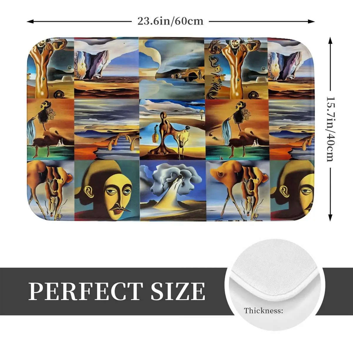 Encounter Surrealist Dreamscape Salvador Dali Poster Anti-slip Doormat Antiwear Carpet Rug for Kitchen Entrance Home Room Mats