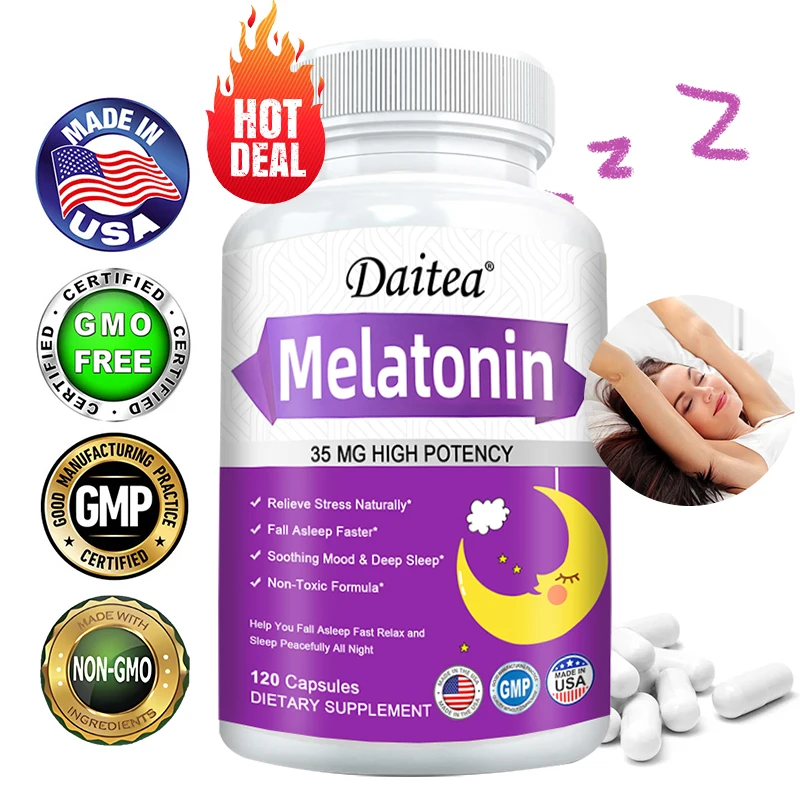 

Melatonin Supplement 35mg - Combats Insomnia, Boosts Immunity, Improves Sleep Quality, Enhances Mood, and Promotes Relaxation