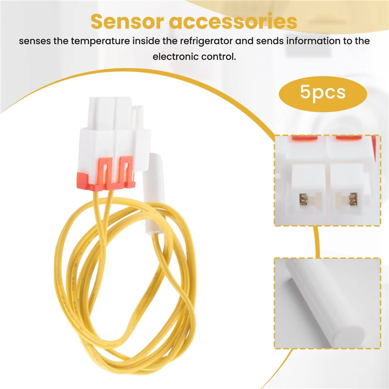 A55F-5Pcs DA32-00006W Pengganti Sensor Suhu Pencairan Es Kulkas Untuk AP41336842 DA32-10105R DA32-10105R