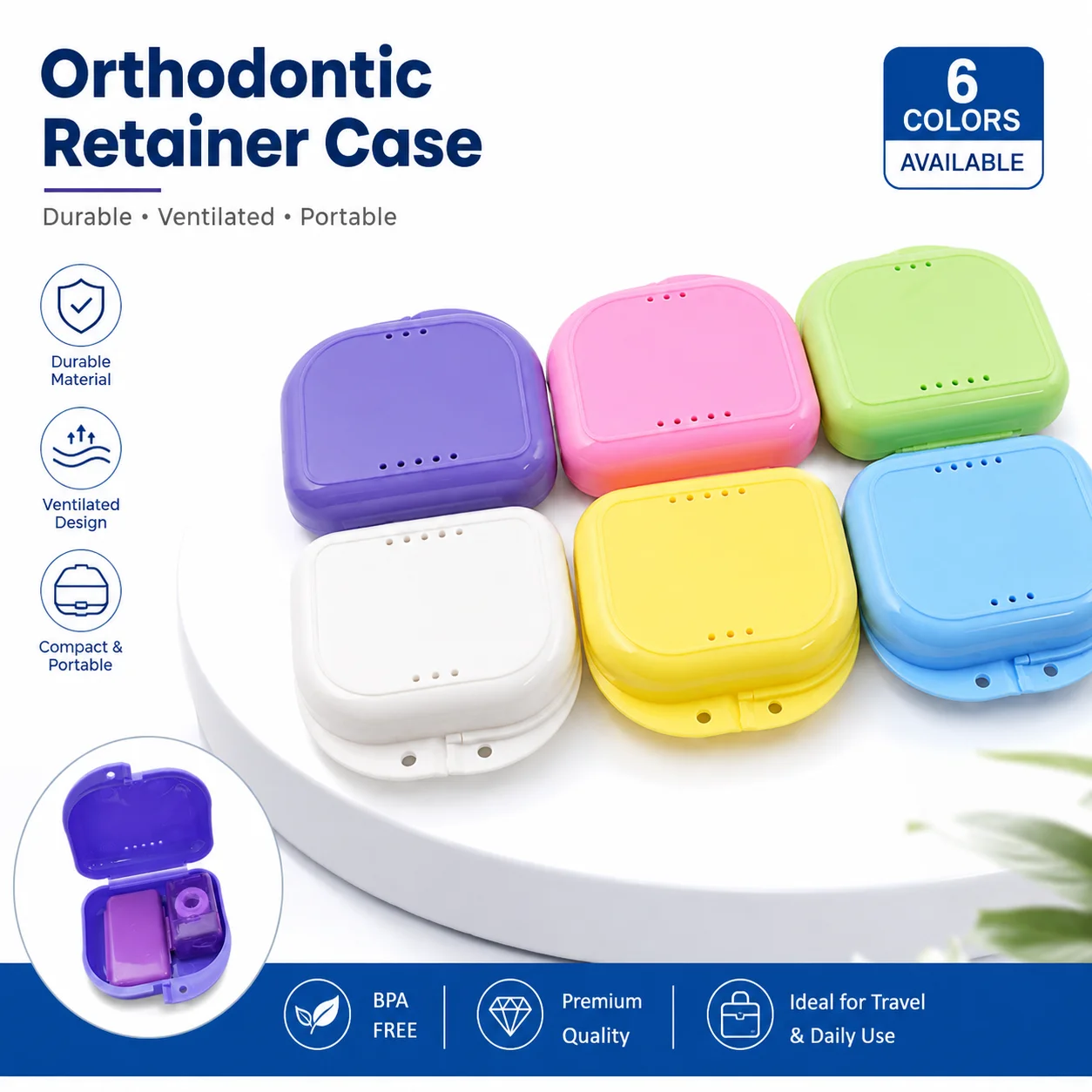 1/2pcs Dental Denture Box Denture Tray Box Dental Orthodontic Braces Retainer Case Protective Case Vent Holes False Teeth