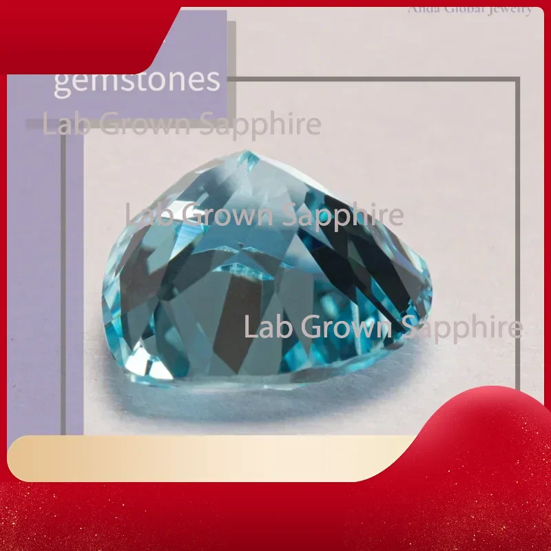 

L-Lab Grown Sapphire Heart Cut Aquamarine VVS1 Gemstone for Charms Diy Jewelry Making Necklace Ring Selectable Certificate