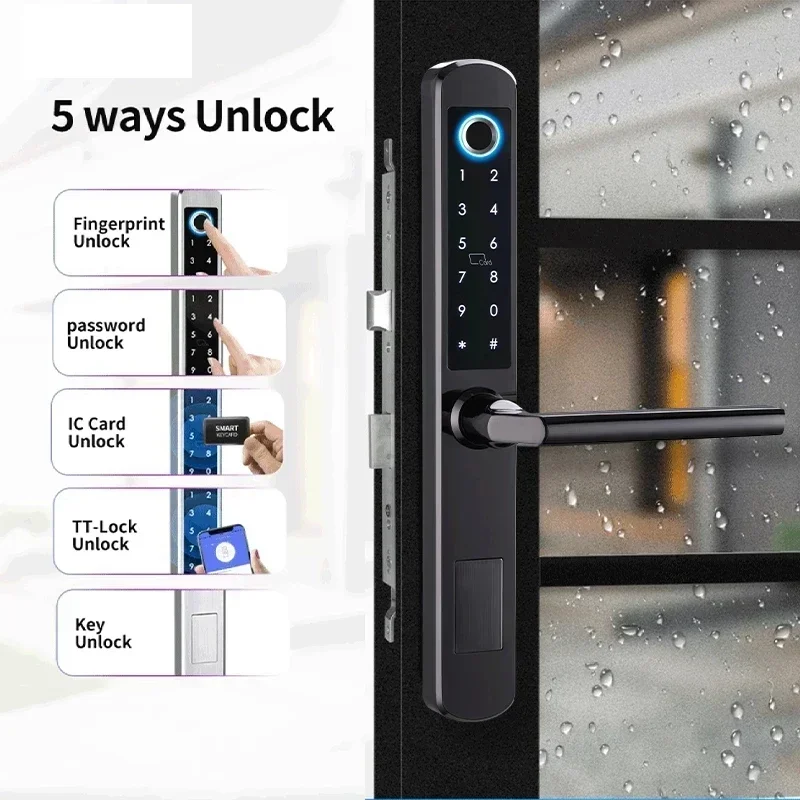 SZMYQ Tuya Intelligent Security Locks Smart App Virtual Code Unlock Biometric Fingerprint Waterproof Doorbell Lock Sliding Door