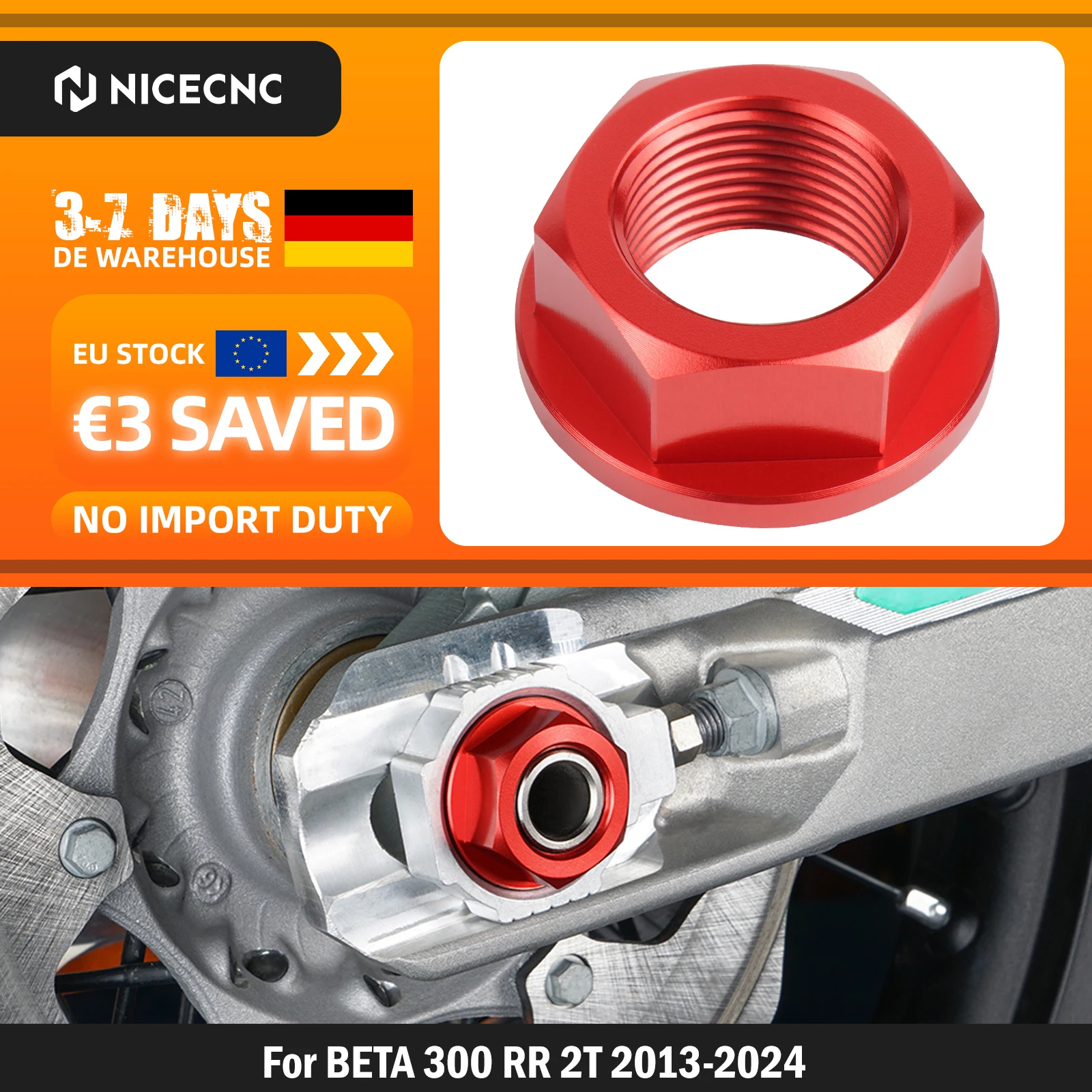 NICECNC per Beta RR 300 RR 250 2013-2024 Xtrainer 300 2015-2022 Dado per asse ruota posteriore moto RR 350 RR 390 RR 430 RR 480 Enduro Racing RR-S 350 390 430 500