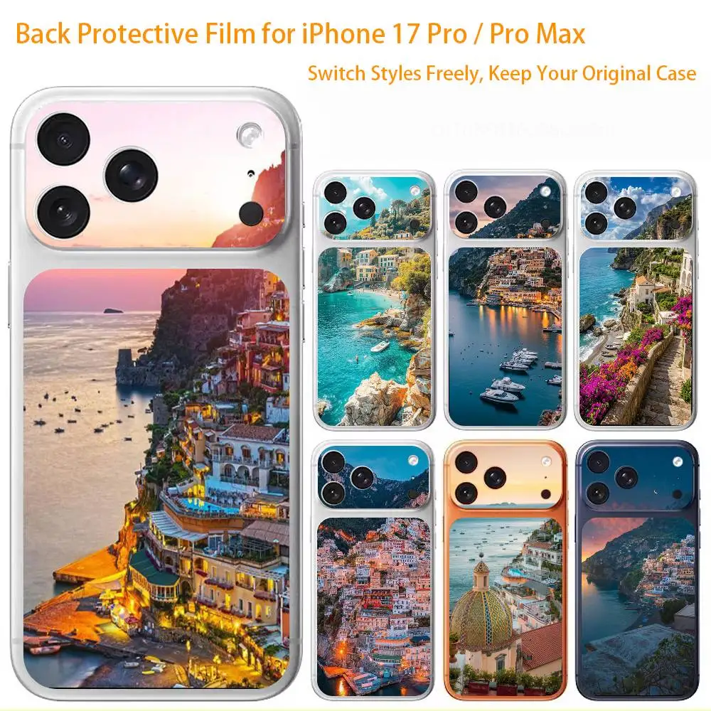 

Positano Golden Coast Premium Skin Wrap for iPhone 17 Pro/Max, Back Frame Camera Protective Decal (Not Case)