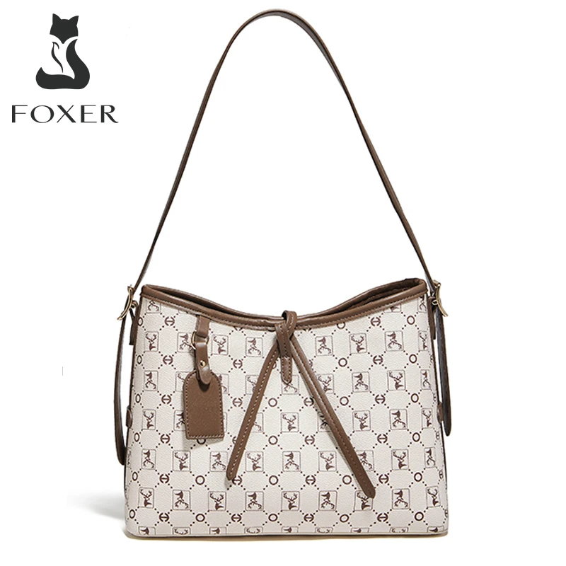 

FOXER Women PVC Tote Handbag Fashion Signature Lady Shoulder Bag Chrismas Gift