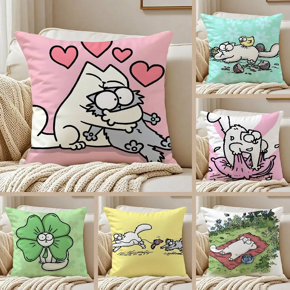 Kawaii S-Simons القط B غطاء الوسادة كيس وسادة مكافحة الغبار المخدة غير مرئية سستة حريري قصير أفخم غطاء وسادة أريكة