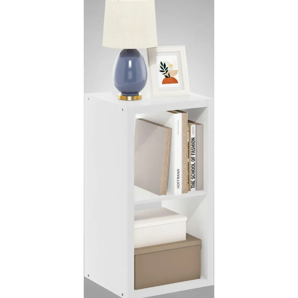 

Modern 2-Cube Open Back Storage Organizer Shelf, White, for Living Room Bedroom Office Decor