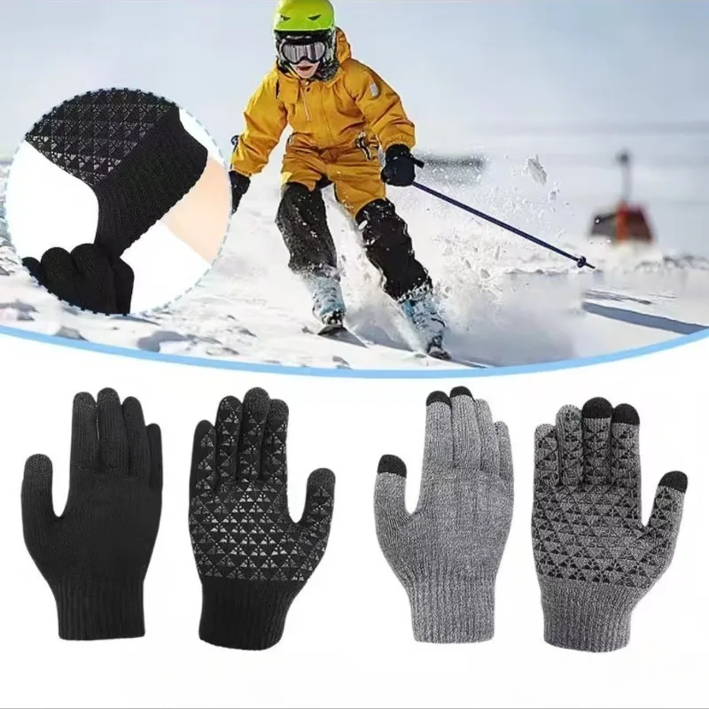 

Winter Anti-Slip Warm Gloves - Unisex Thickened Thermal Lining Non-Slip Palm, for Men Women Skiing Cycling Hiking Chores ﻿