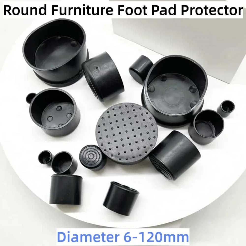 Furniture Table Chair Round Foot Protector Caps PVC Rubber Leg Pad Tips 6-120mm Tube End Plug Mute Anti-Scratch Floor Cover