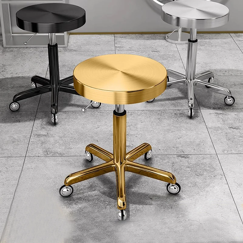 

Salon Furniture Hairdressing Round Stool Barber Shop Chairs Tattoo Chair Liftable Work Chair Rotatable Beauty Nail Pulley Chairs