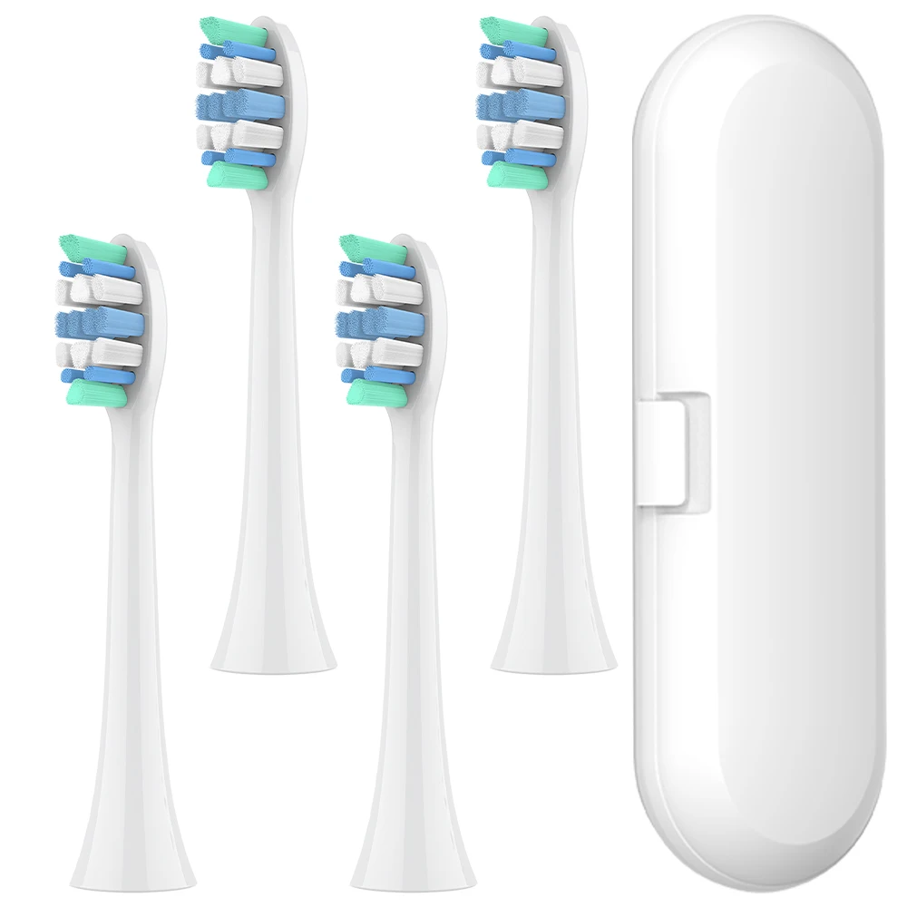 4-pack vervangende opzetborstels en tandenborstelreisdoos, compatibel met Philips Sonicare elektrische tandenborstel, voor 4100 2100 5900