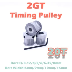 2GT Timing Pulley 20 Teeth Belt Width 6 9 10 15mm 20T GT2 Synchronous Wheel Bore 3 3.17 4 5 6 6.35 8mm 20Teeth 3D Printer Part