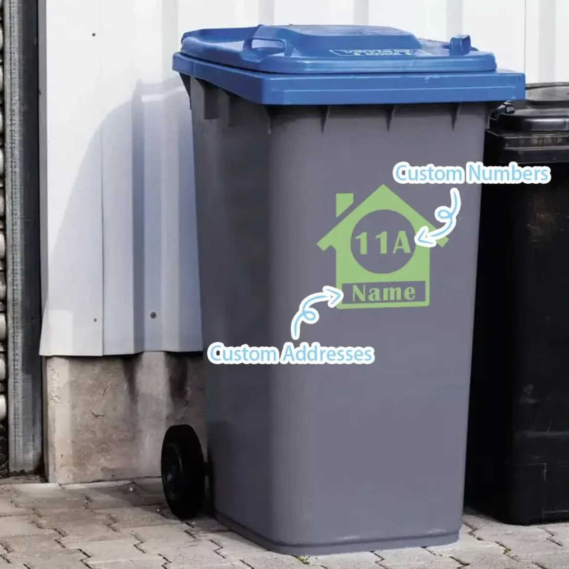 3 قطعة ملصقات أرقام المنزل المخصصة لتقوم بها بنفسك Wheelie بن ملصق حائط من الفينيل مخصص لحاوية سلة المهملات ديكور المنزل #1