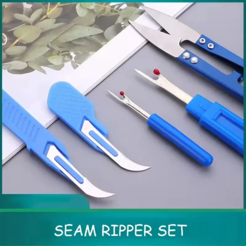 5 pieces of blue sewing tear machine kit, including thread tear machine, suture tear machine, and scissors for removing stitches