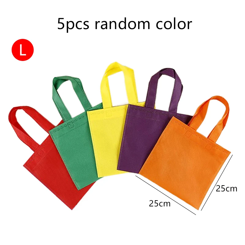 5 Stück leere Goodie-Taschen, 15/20/25 cm, Vliesstoff, wiederverwendbar, für Festivals, Geschenke, Aufbewahrung, Partygeschenke, Tasche für Kinder, Geburtstag, TMZ – Detail 13