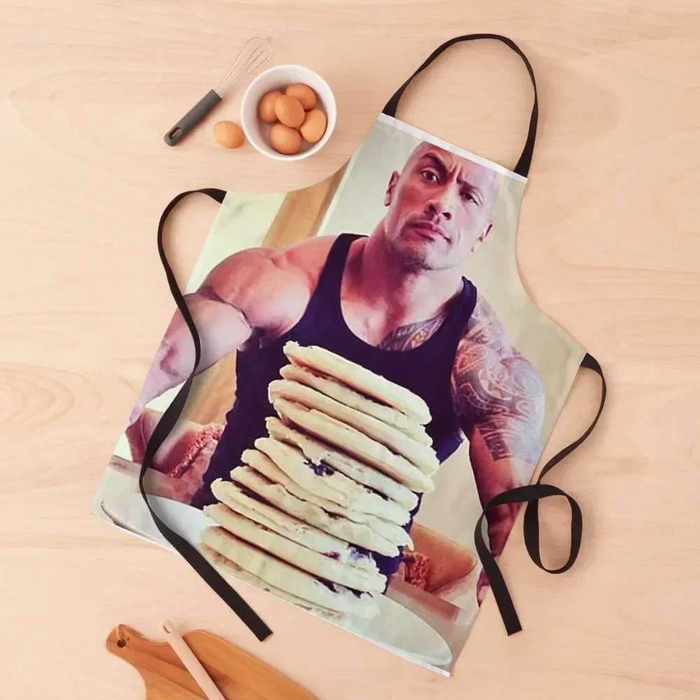 

Dwayne The Rock Johnson Eating Blueberry Pancakes Apron For Cooking barber men Apron