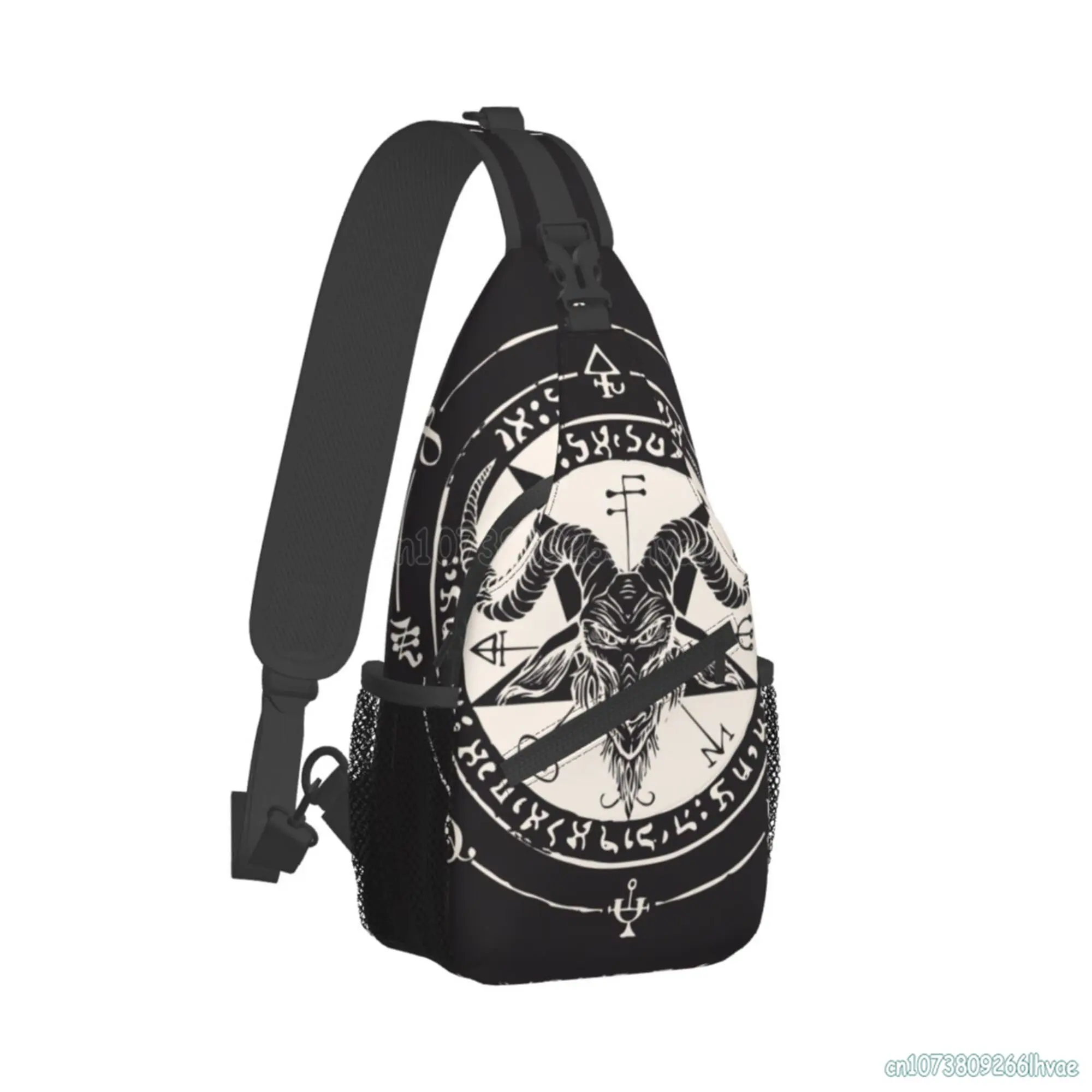 رأس الماعز الخماسي الخماسي القوطية الشيطان Baphomet Crossbody حقيبة صغيرة الرافعة حقيبة للرجال النساء حقيبة صغيرة الكتف الصدر