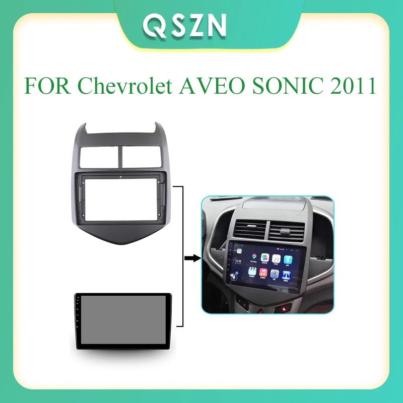 

QSZN 9 Inch Car Fascia for Chevrolet AVEO SONIC 2011VideoPanel Player Audio Dashboard 2 Din Frame Dashboard Mount Kit