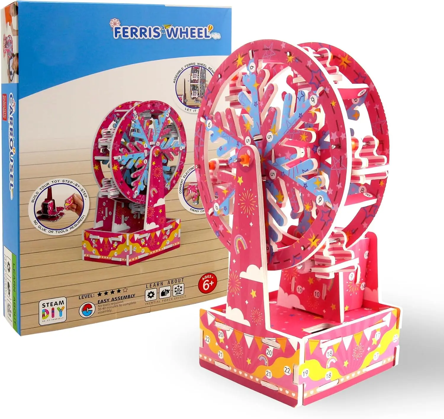 Ciência Criação STEM Ferris Wheel Puzzle Toy Kits para Crianças, Pacote Educativo para Meninos e Meninas, Presente de Natal e Aniversário, Idades 6 +