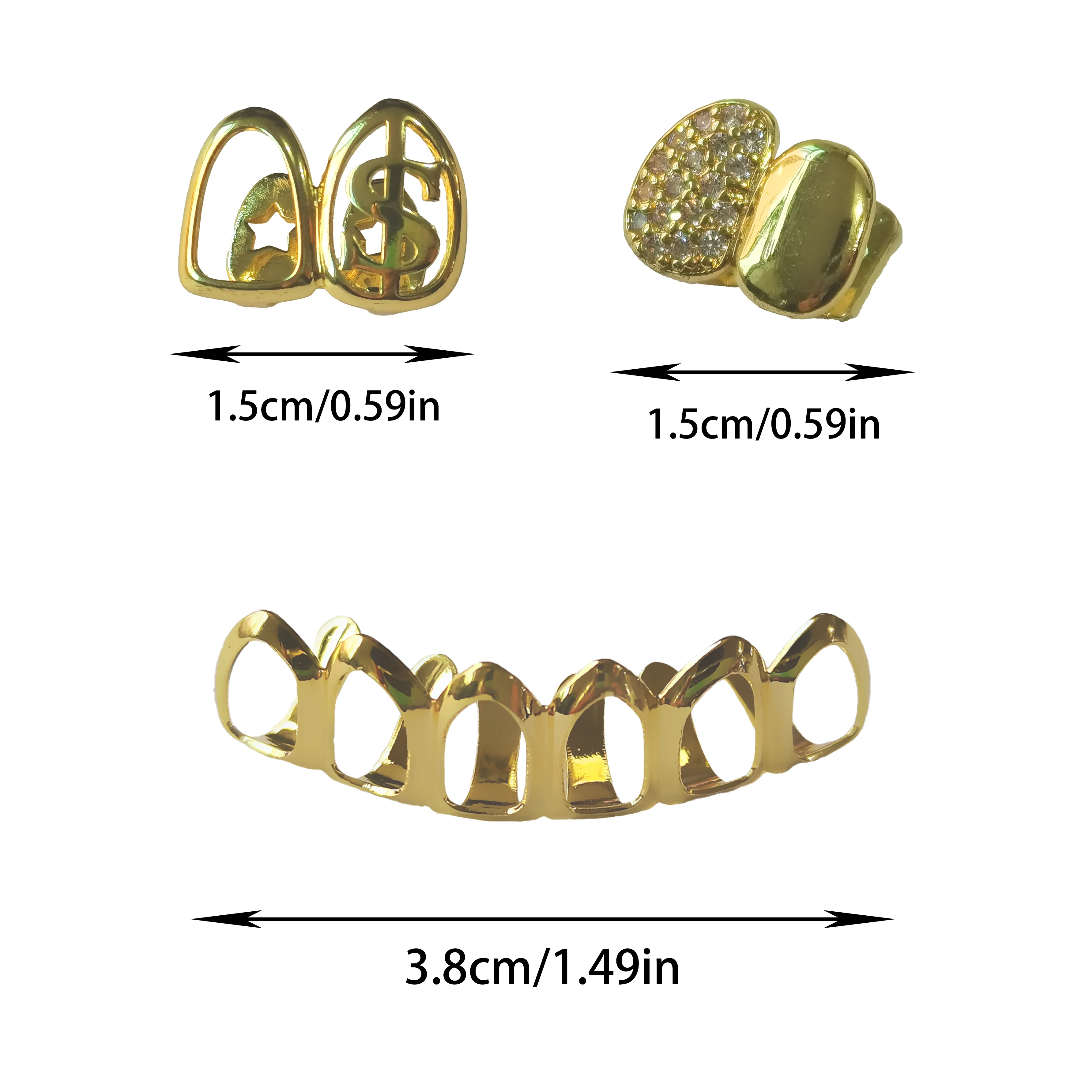 مجوهرات أسنان الهيب هوب المجوفة بالدولار مناسبة للارتداء في الملاهي الليلية وعيد الميلاد وحفلات أعياد الميلاد #5