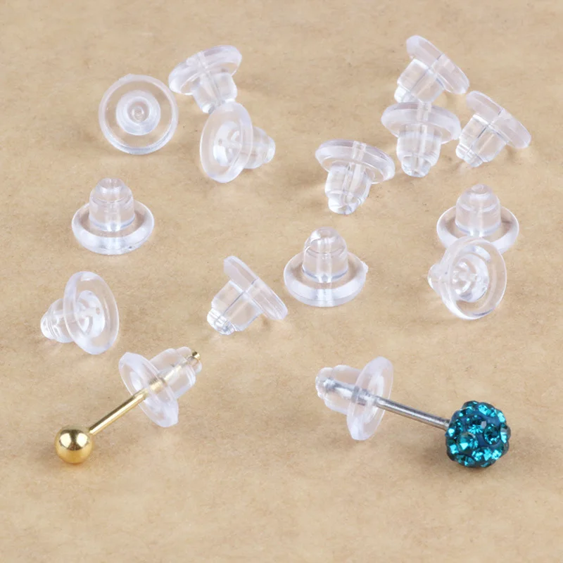 100-200Pcs Transparent Saucer Earring Stoppers Rubber Big Earring Back  Ear Plug Blocked For DIY Jewelry Making Accessories