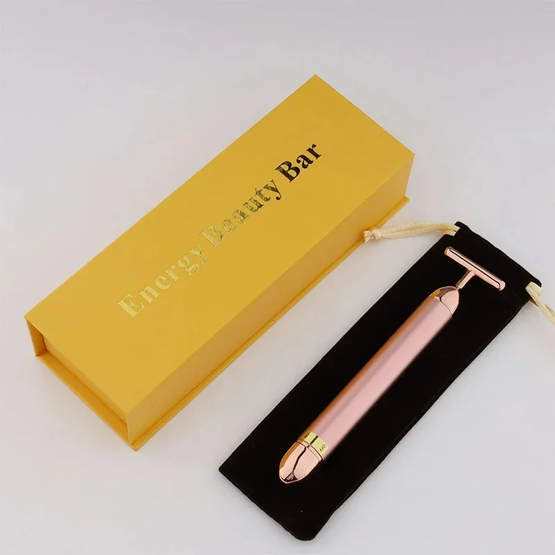 24K Gold T Beauty Roller Energy Roller ไฟฟ้า Face-lifting นวดหน้าเครื่องมือความงามกันน้ํา Vibrating Face Care Stick