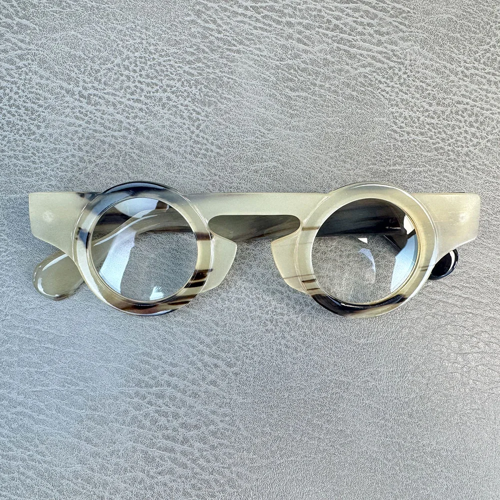 

Eyeglass Frames Unique Vintage Round Key Nose Bridge Handmade Horn Reading Prescription Man Glasses Frames Optical Eyeglasses