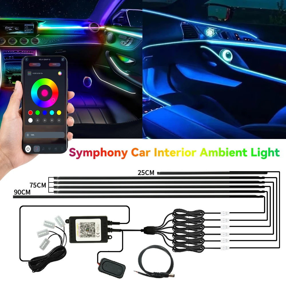 

RGB Auto Interior Lamp Car Lights APP Control Waterproof Wire Symphony CAR Ambient Lighting Kit For Tesla Model 3 Cars/Trucks