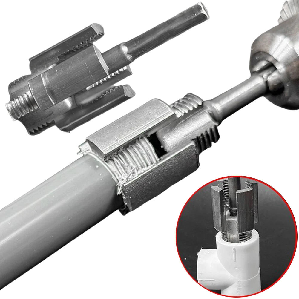 Integrated PVC Pipe Threader 1/2 3/4 Inch Dies Dual-Function Thread Cutting Tool Compatible Electric Drill Pipe Rethreading Kit