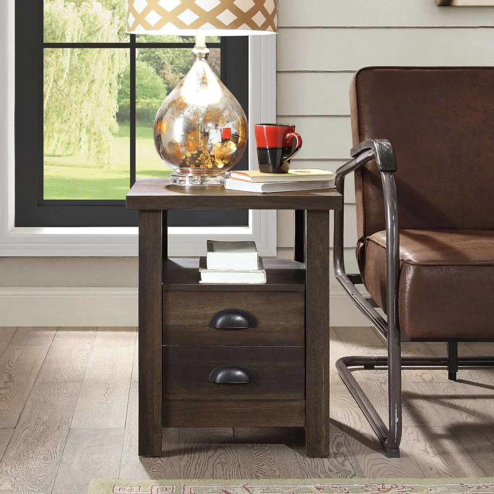 Modern Farmhouse End Table, Brown