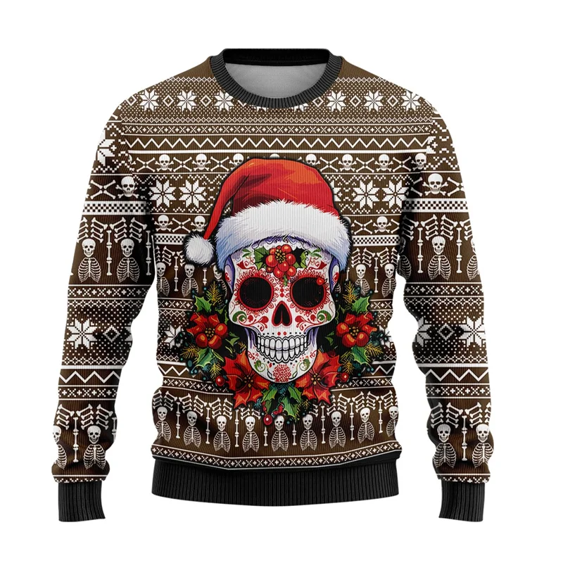 Cute Animal 3D Printed Ugly Christmas Sweater For Men Women Clothes Funny Skull Design Graphic Sweatshirts Casual Crewneck Tops