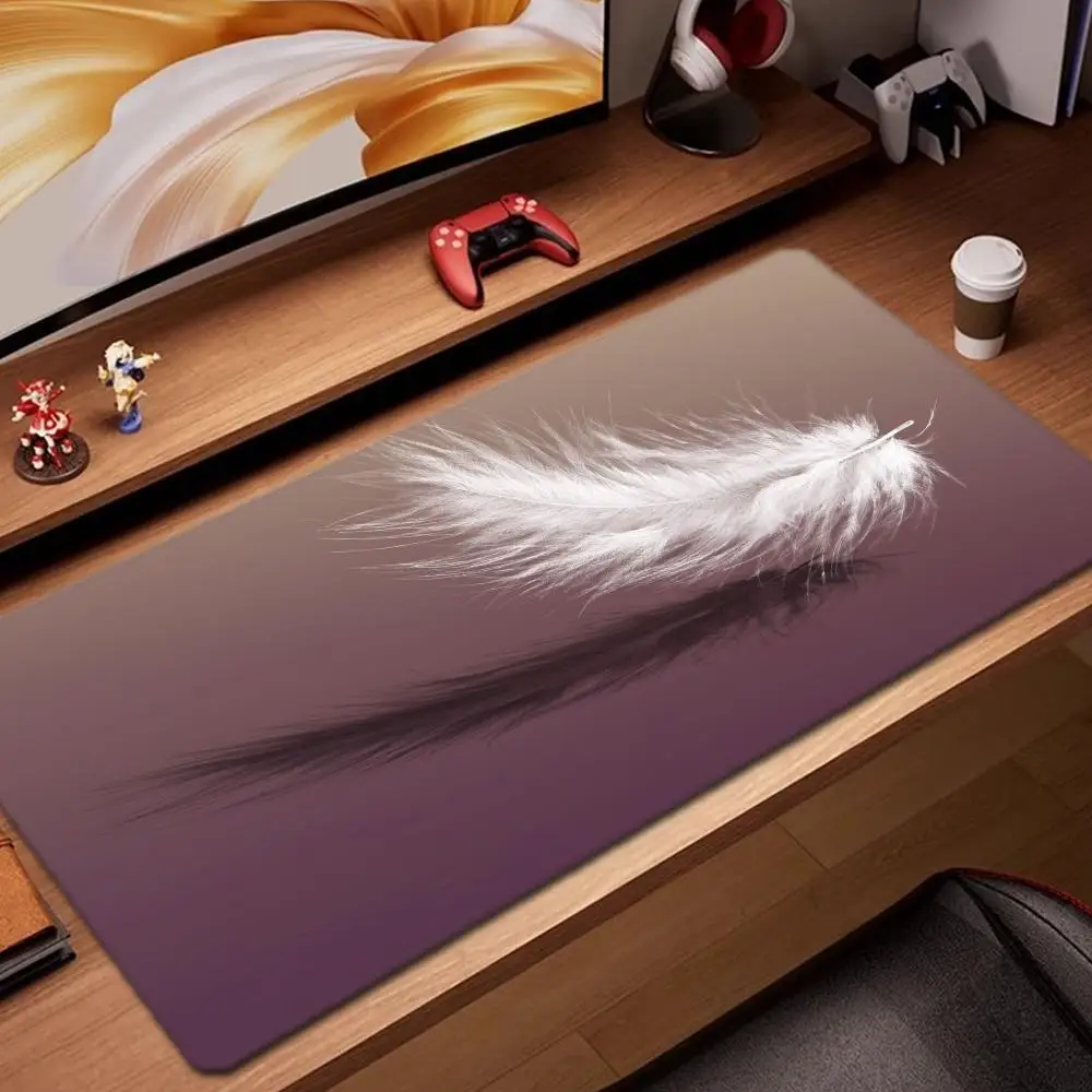 

feather wallpaper Mouse Pad Game Accessories keyboard pad XXL large locking edge 900X400 mm table mat Gaming mousepad