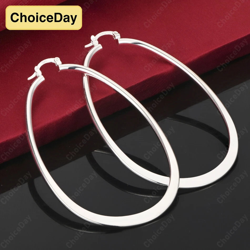 

ChoiceDay 925 Sterling Silver 65mm Shiny Large U Shape Earrings Girlfriend Accessories Party Gift Jewelry