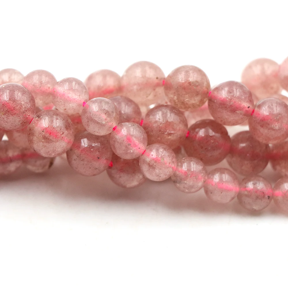2/3/4/6/8/10/12mm Natural Stone Strawberry Quartz Round Loose Spacer Bead for Jewelry Making Supplie Energy Bracelets Necklace