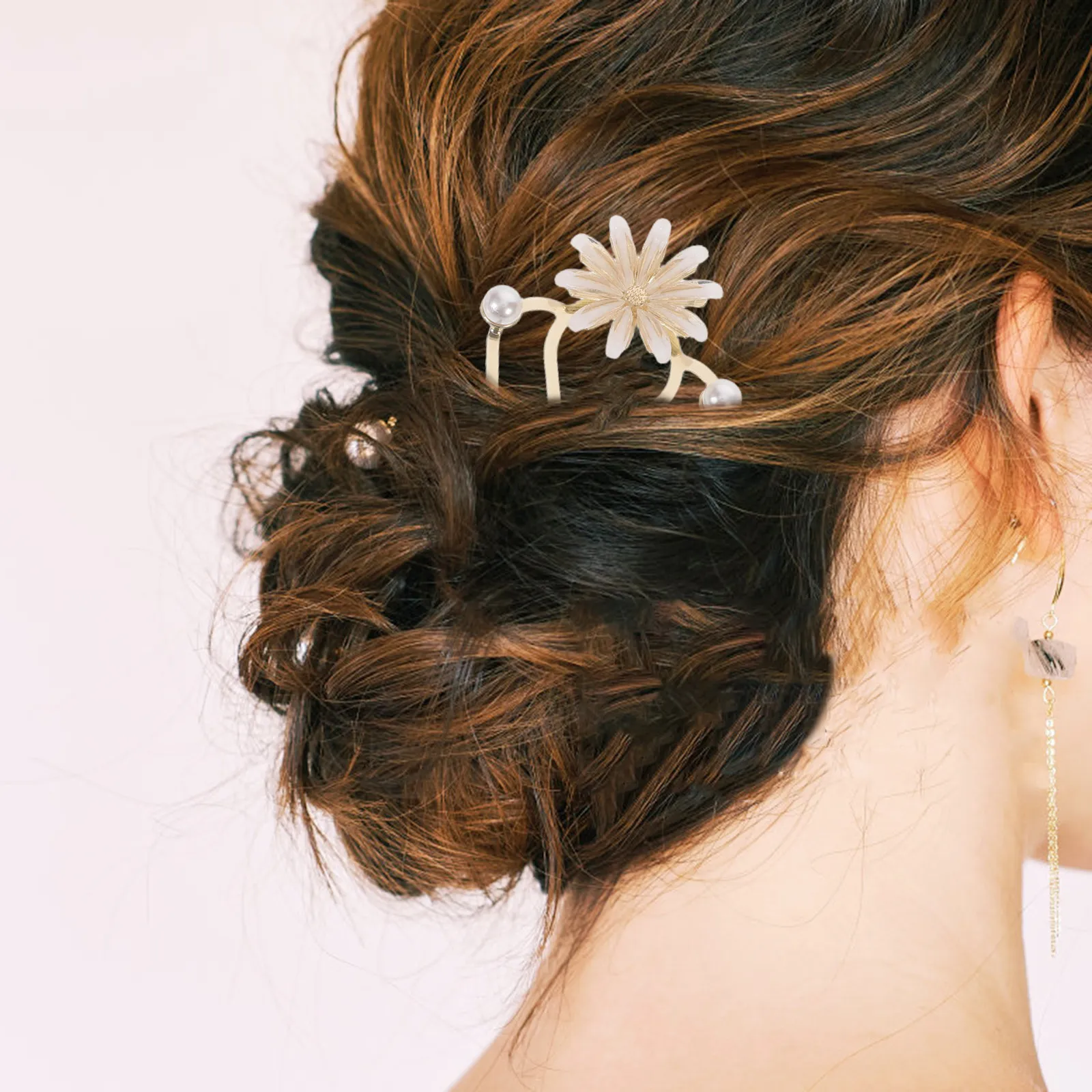 

3Pcs U-Shaped Hairpin Classical Chinese Flower Hair Stick Vintage Metal Hair Accessory for Elegant Updos Hanfu Outfits Bridal