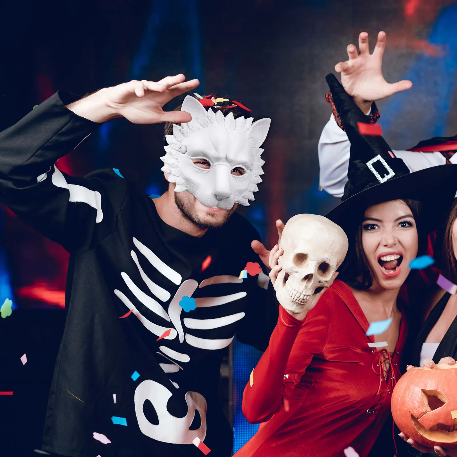 

1pc 3D Lion Mask White Halloween Cosplay Party Dance Masquerade Decoration For Festival Events Masque Decoration Dance Mask