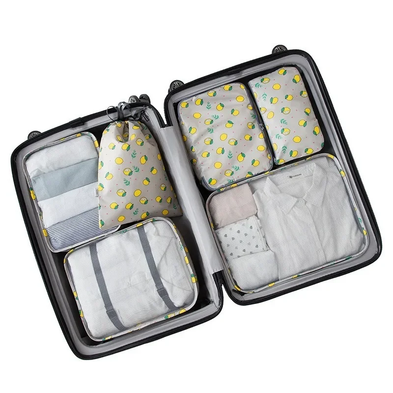 6 Pcs Set Travel Organizer Storage Bags Suitcase Packing Cubes Set Cases Portable Luggage Clothes Shoe Tidy Pouch Folding