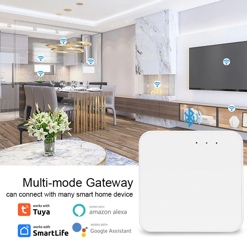 Tuya Smart ZigBee3.0 Bluetooth Mesh Multi-Mode Gateway Smart Life APP Wireless Remote Control Works with Alexa Google Home