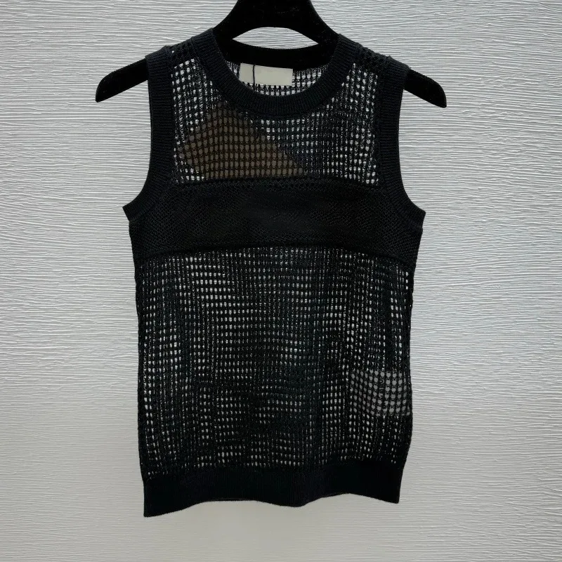 

High quality Hollow Cotton and Linen Knitted Vest Women's Lazy Style Versatile Tank Top casual comfortable 2570257